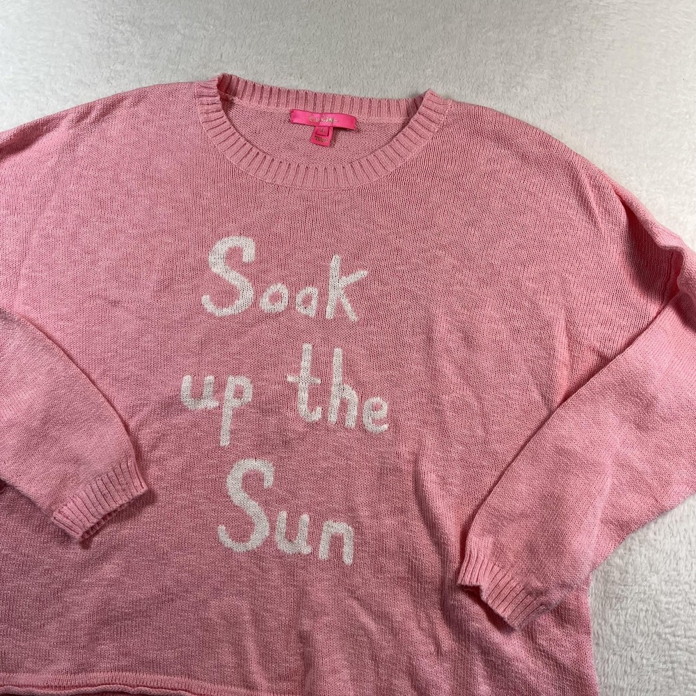Lilly Pulitzer Sweater Womens XL Pink Soak Up The Sun Knit Crewneck Pullover